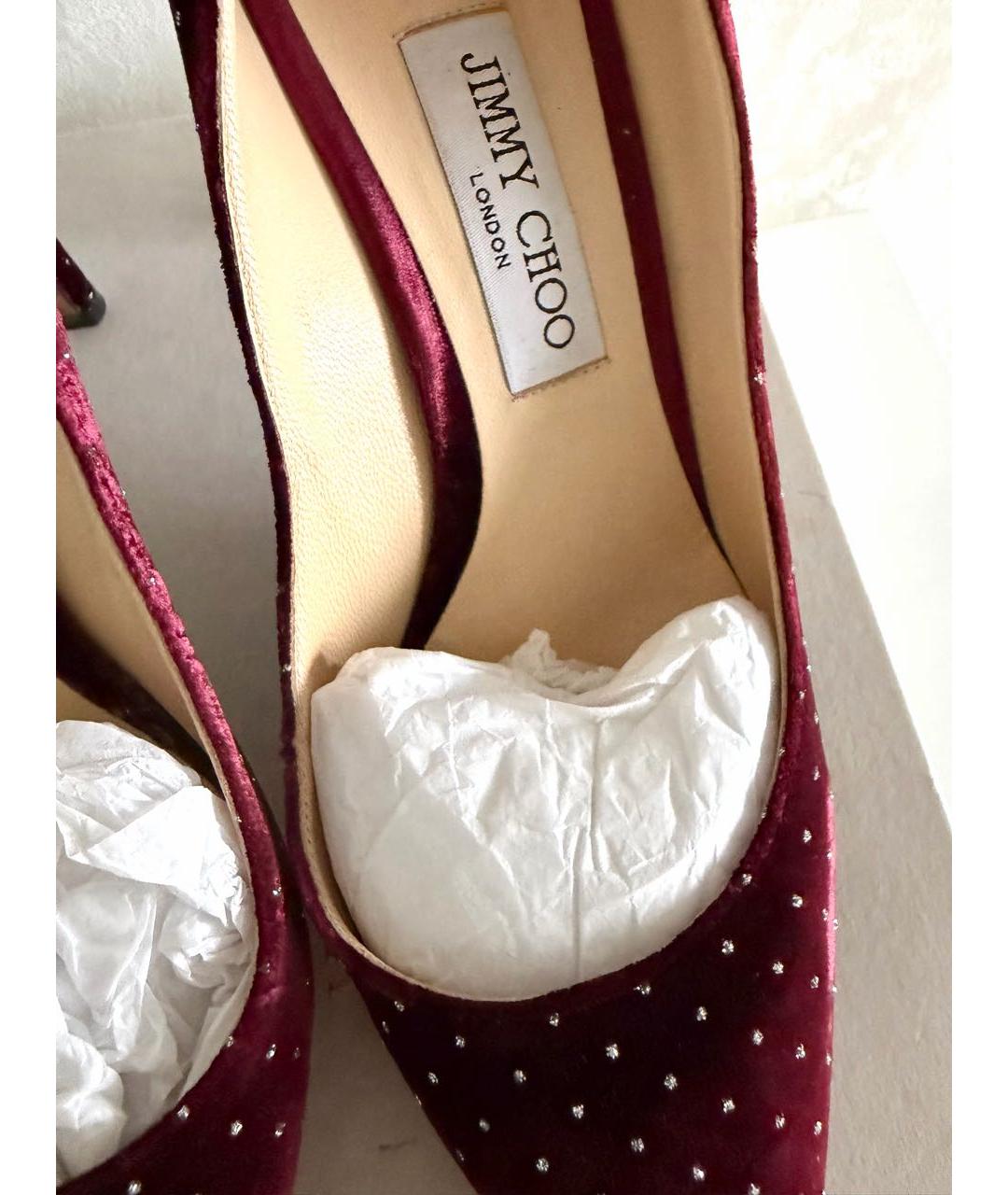 JIMMY CHOO Бордовые бархатные туфли, фото 3