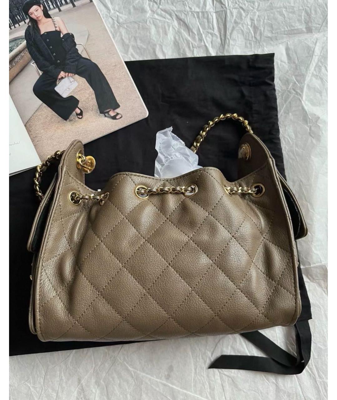 CHANEL Коричневая кожаная сумка через плечо, фото 3