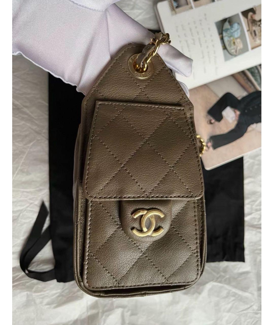 CHANEL Коричневая кожаная сумка через плечо, фото 5