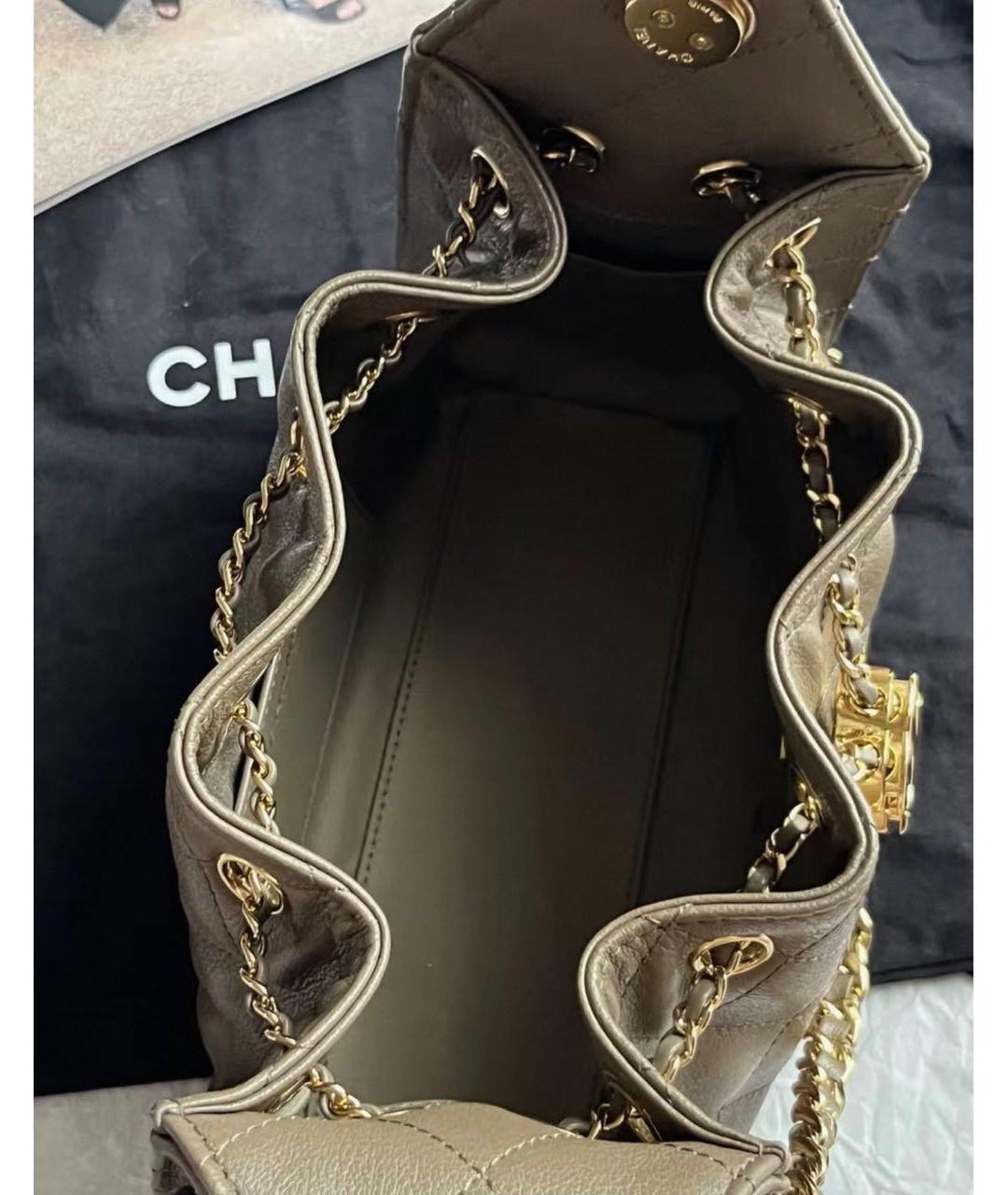CHANEL Коричневая кожаная сумка через плечо, фото 7