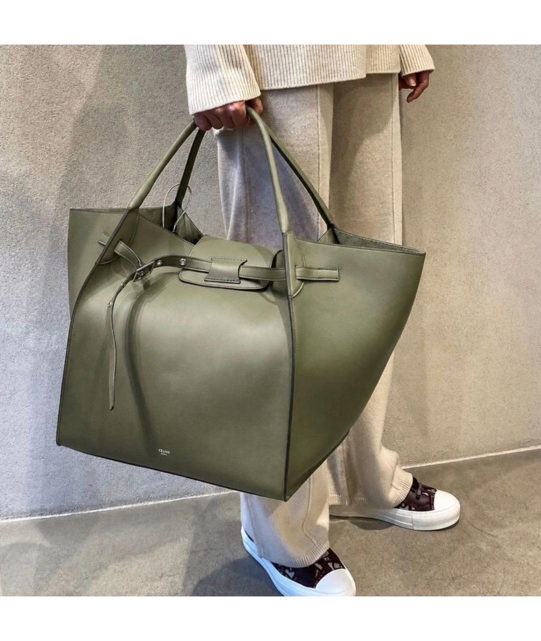 CELINE Зеленая кожаная сумка тоут, фото 3
