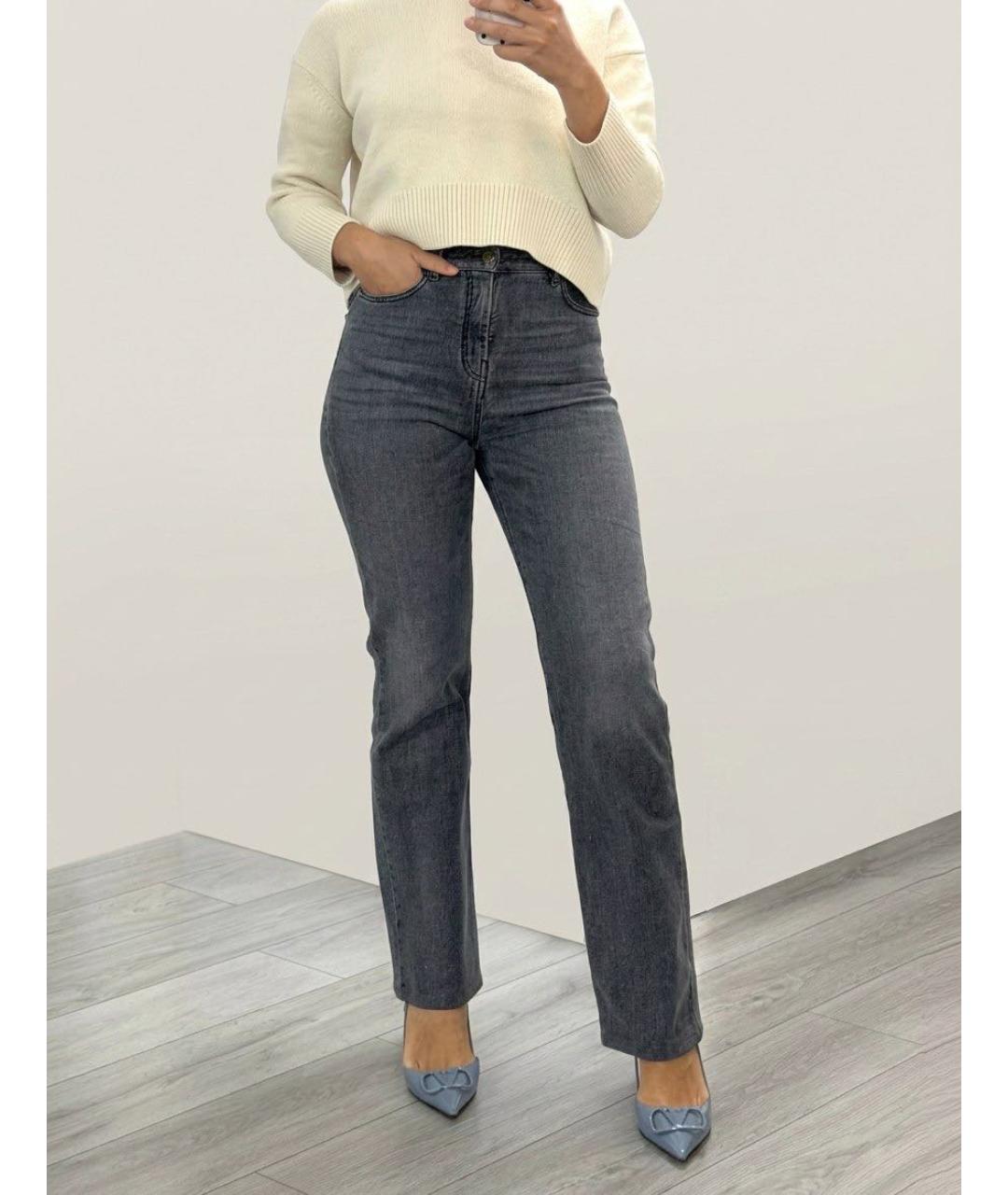 MAX MARA STUDIO Антрацитовые хлопко-эластановые прямые джинсы, фото 6
