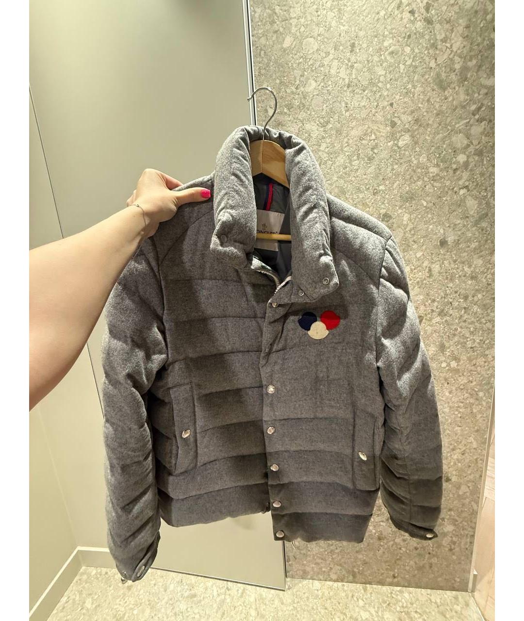 MONCLER Серая нейлоновая куртка, фото 4