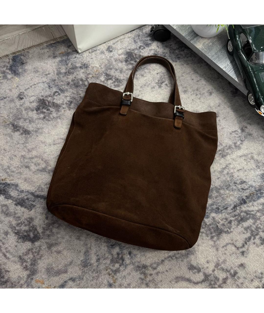 Gianni Chiarini Коричневая замшевая сумка с короткими ручками, фото 8
