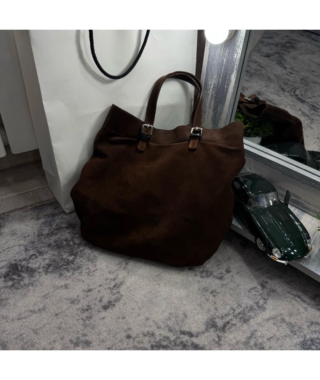 Gianni Chiarini Коричневая замшевая сумка с короткими ручками, фото 2