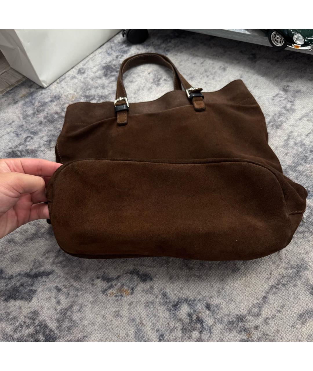 Gianni Chiarini Коричневая замшевая сумка с короткими ручками, фото 3