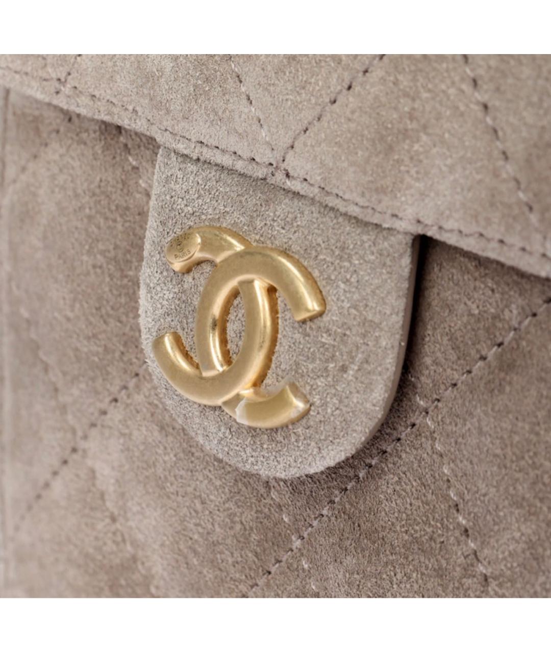 CHANEL Бежевая замшевая сумка через плечо, фото 5