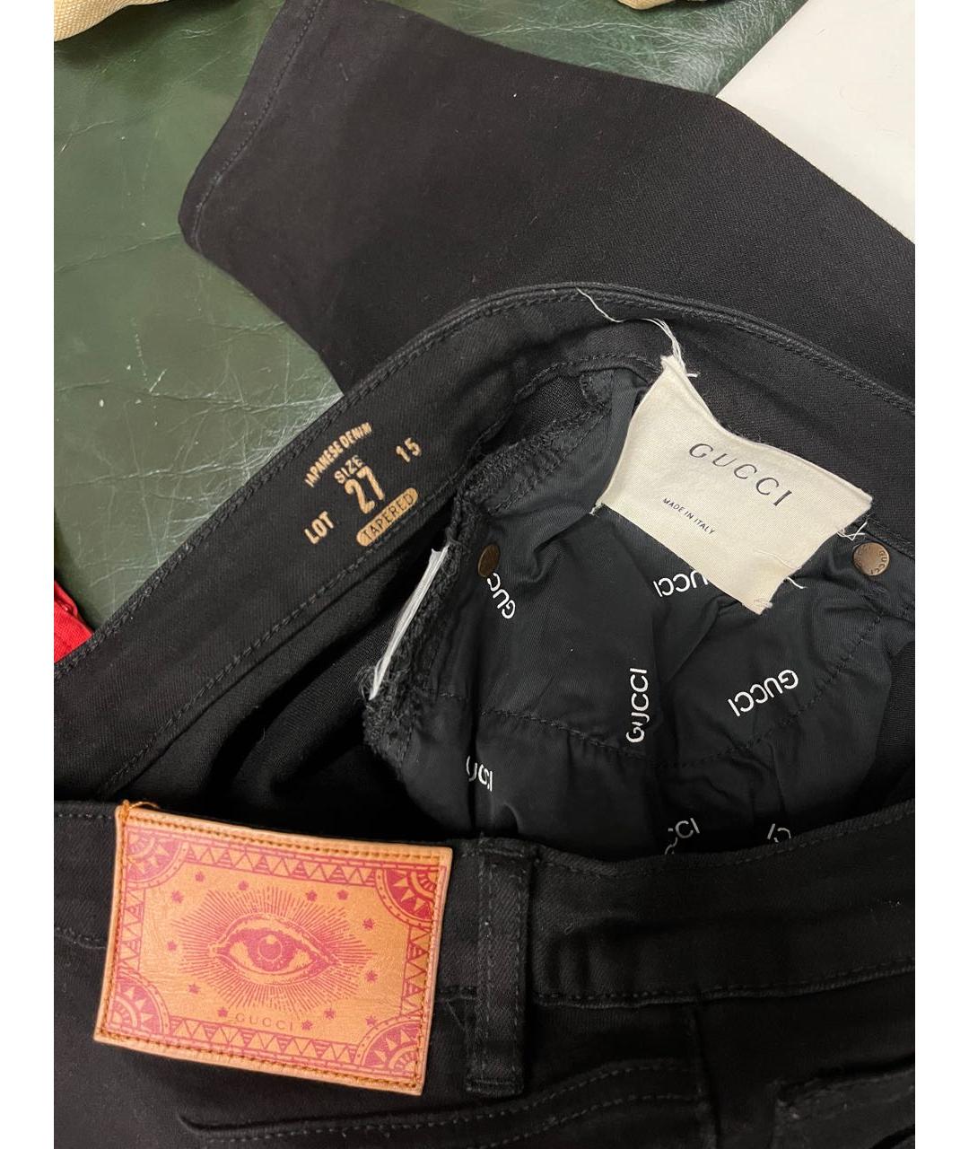 GUCCI Черные хлопко-эластановые джинсы слим, фото 3