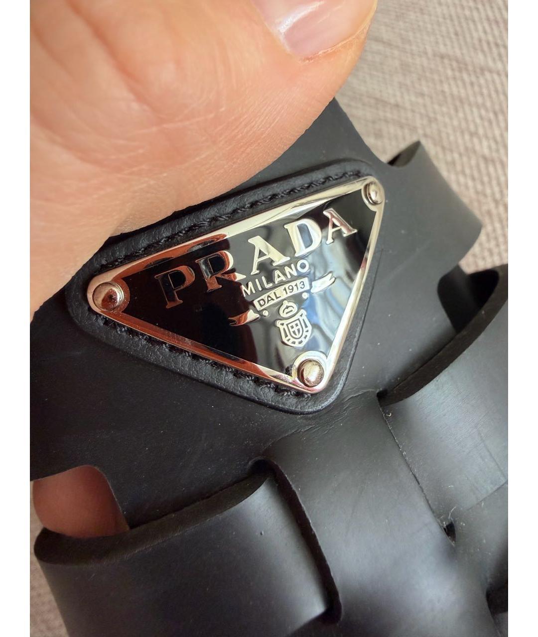 PRADA Черные кожаные сандалии, фото 4