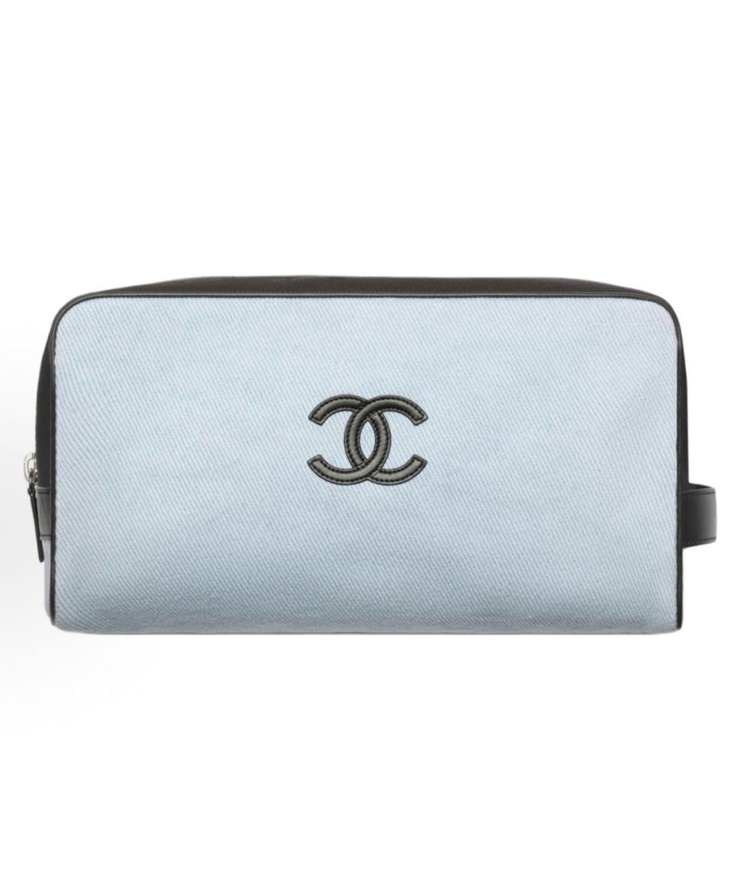 CHANEL Голубая тканевая косметичка, фото 7