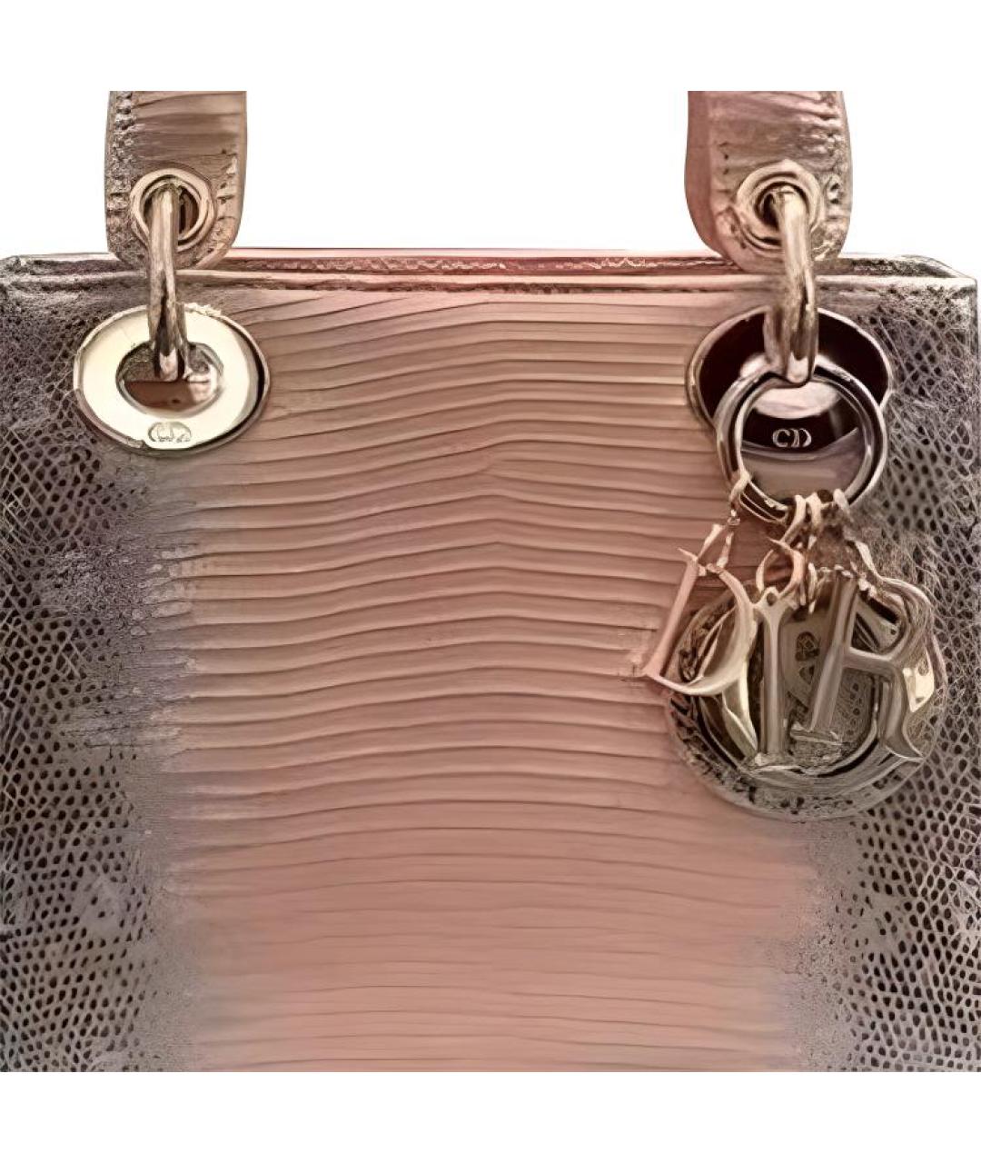 CHRISTIAN DIOR Розовая сумка с короткими ручками из кожи ящерицы, фото 2