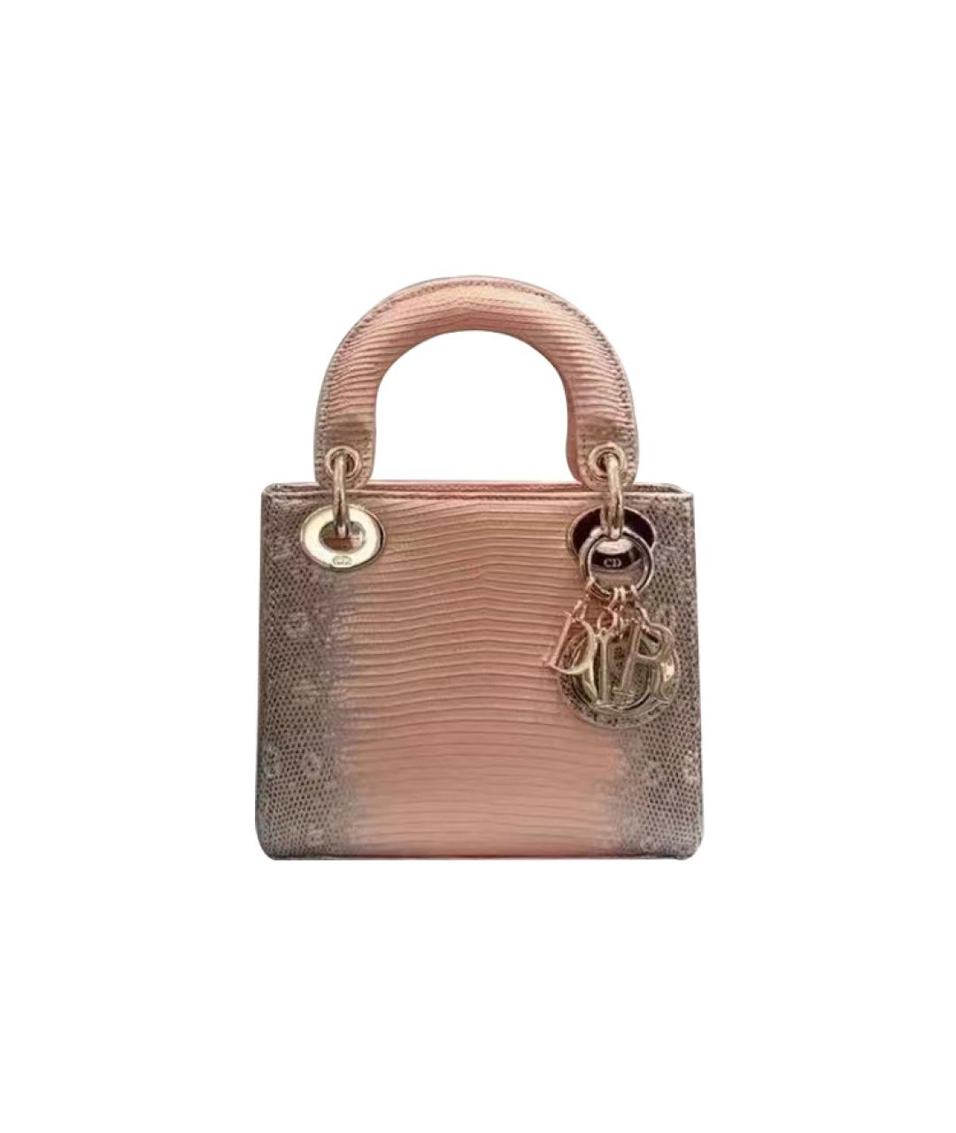 CHRISTIAN DIOR Розовая сумка с короткими ручками из кожи ящерицы, фото 1