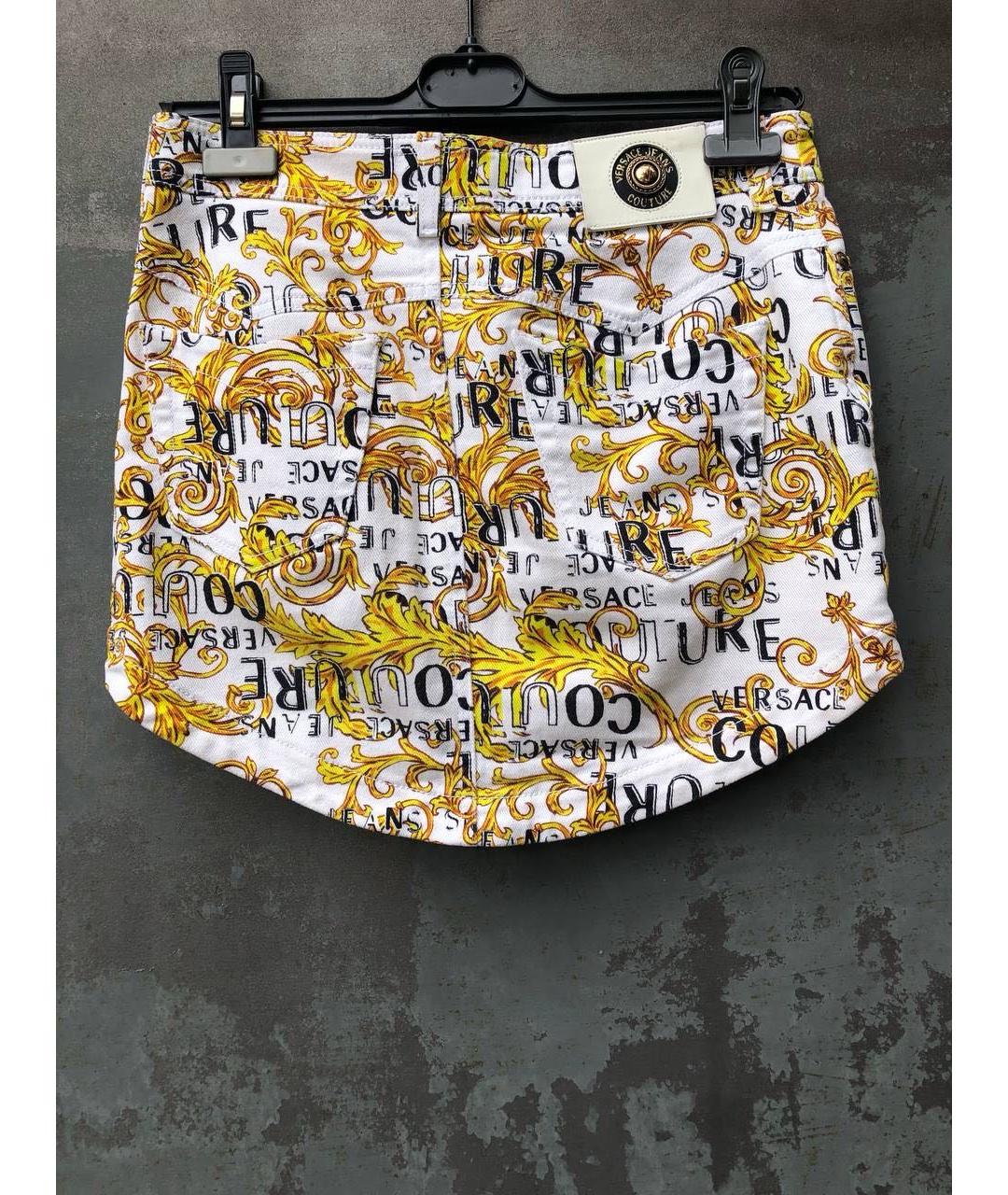 VERSACE JEANS COUTURE Мульти хлопко-эластановая юбка мини, фото 2