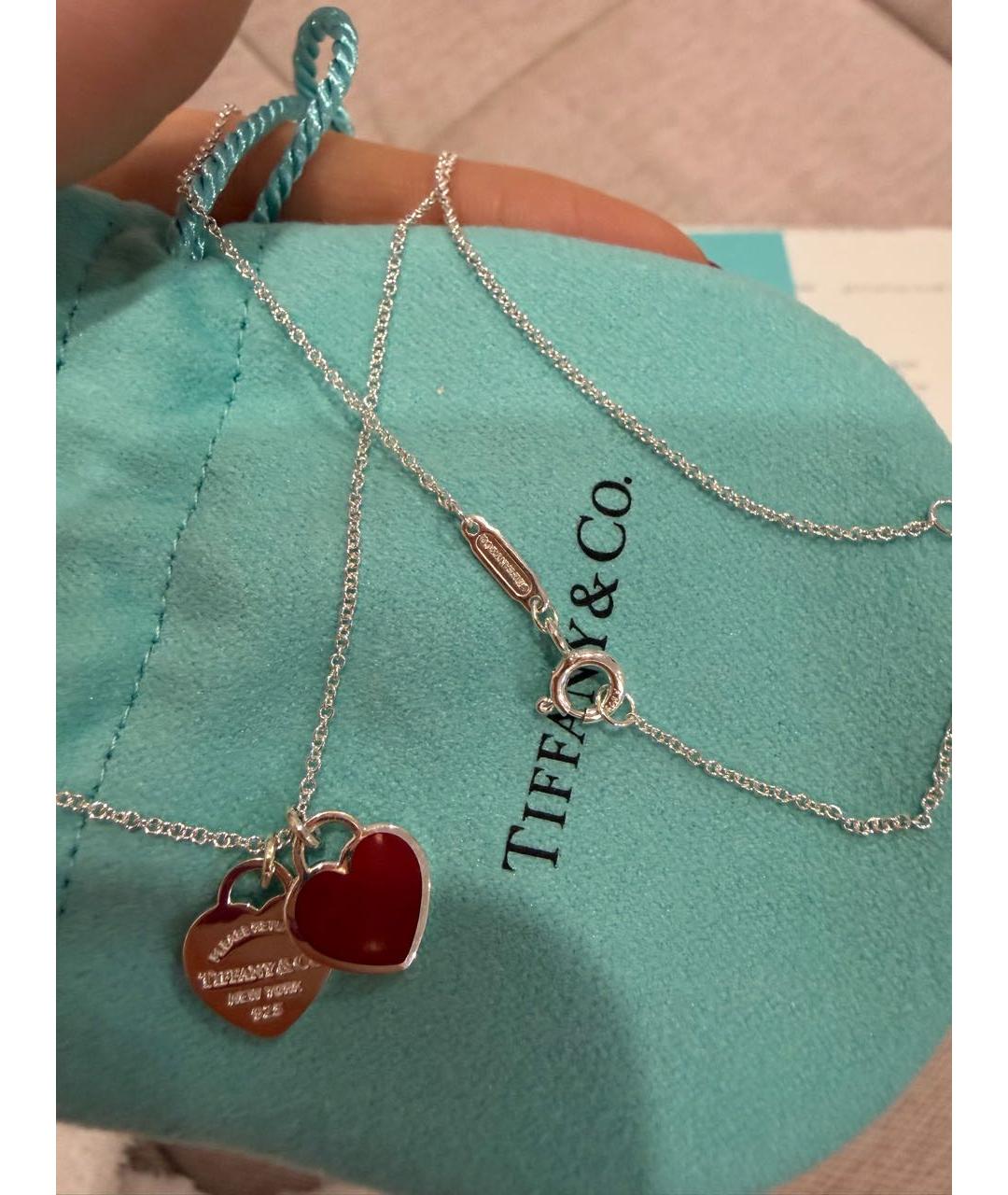 TIFFANY&CO Бордовая серебряная подвеска, фото 3