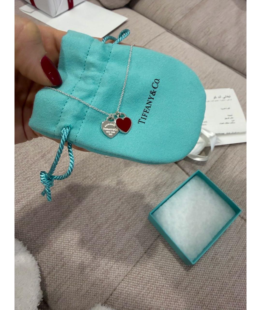 TIFFANY&CO Бордовая серебряная подвеска, фото 2