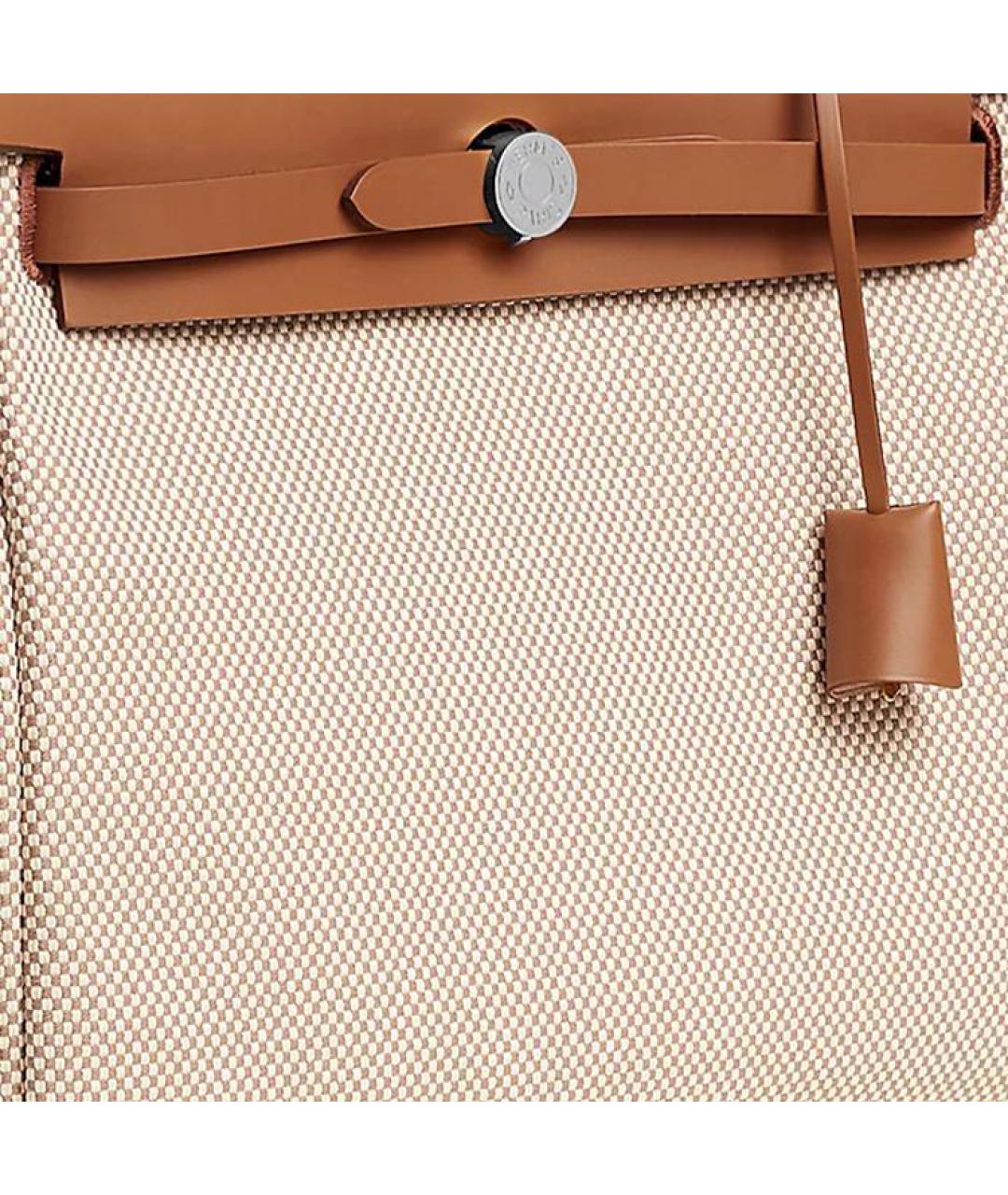 HERMES Бежевая сумка через плечо из канвы, фото 5