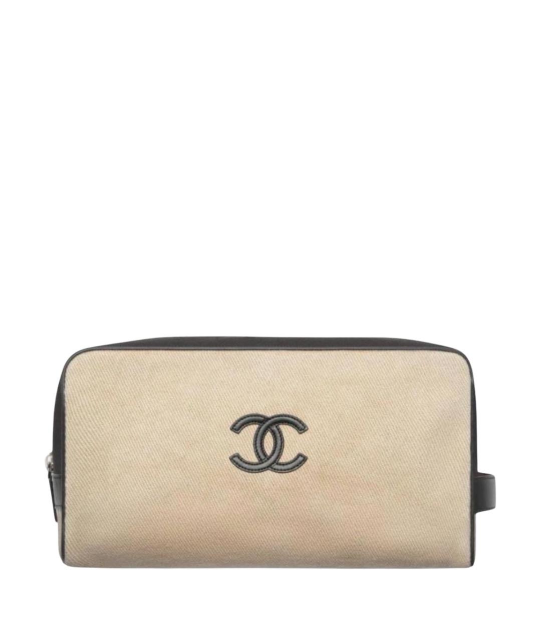 CHANEL Бежевая тканевая косметичка, фото 1