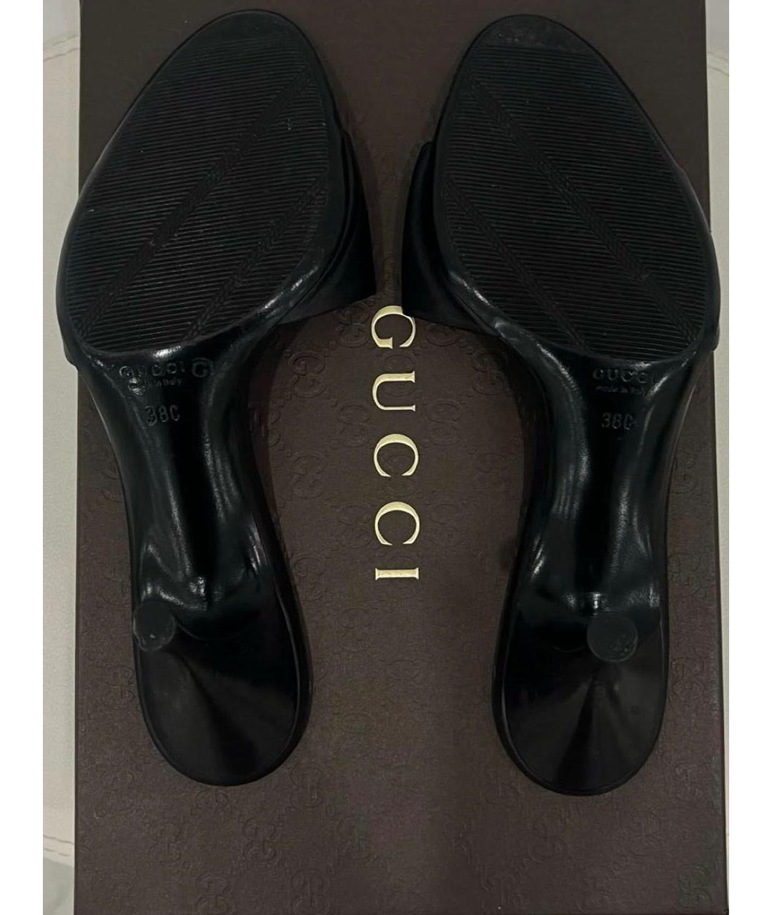 GUCCI Черные кожаные босоножки, фото 6