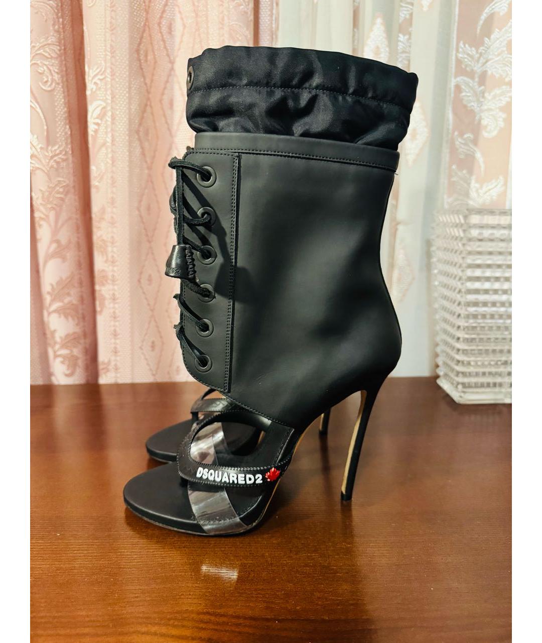 DSQUARED2 Черные кожаные босоножки, фото 6