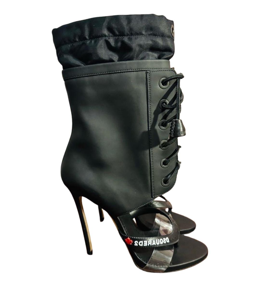 DSQUARED2 Черные кожаные босоножки, фото 1