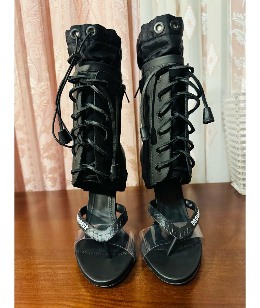 DSQUARED2 Черные кожаные босоножки, фото 3