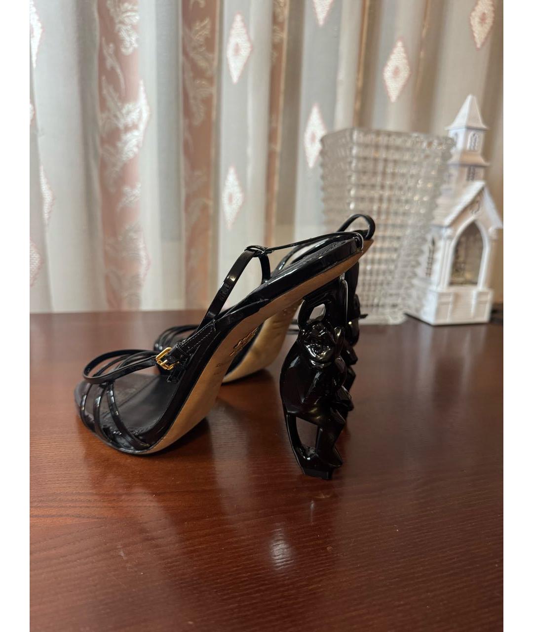DSQUARED2 Черные босоножки из лакированной кожи, фото 5