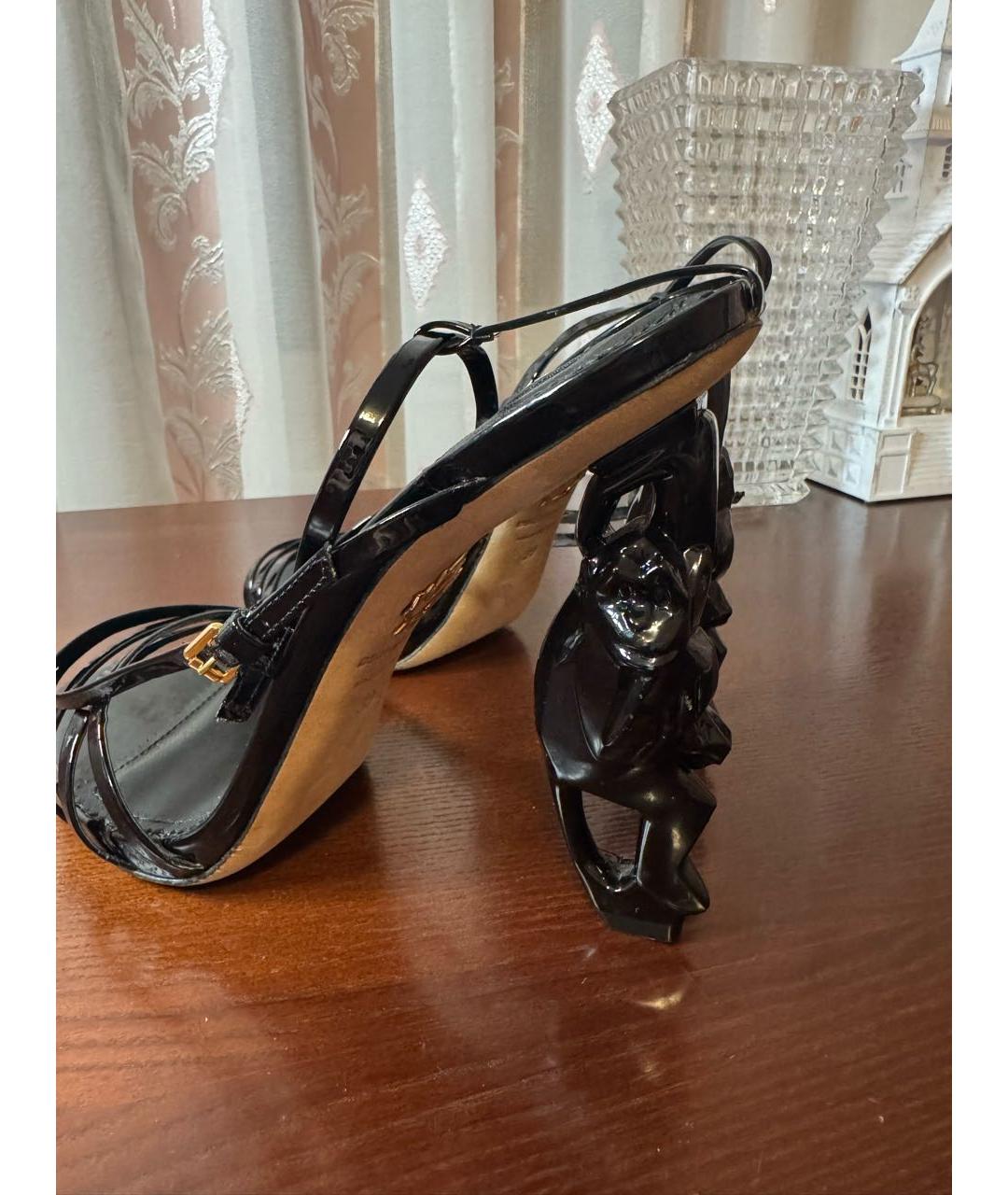 DSQUARED2 Черные босоножки из лакированной кожи, фото 4
