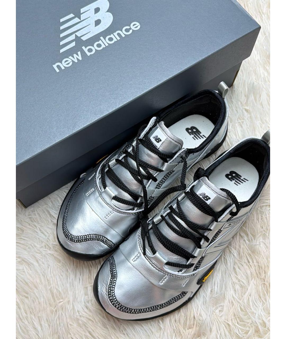 NEW BALANCE Серебряные кожаные кроссовки, фото 5