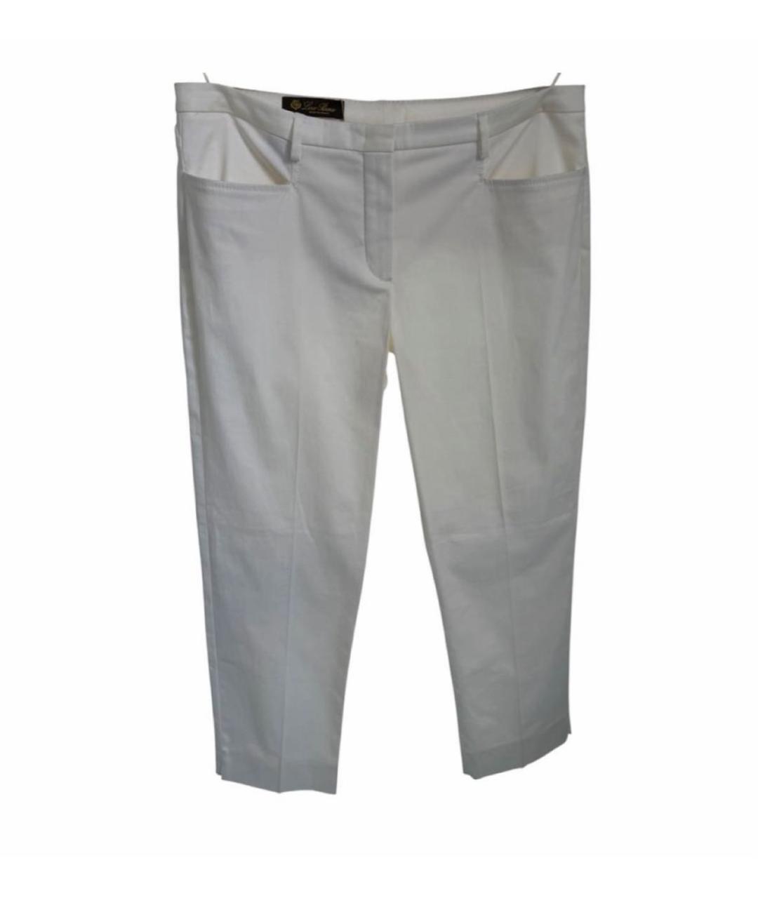LORO PIANA Белые хлопко-эластановые прямые брюки, фото 1