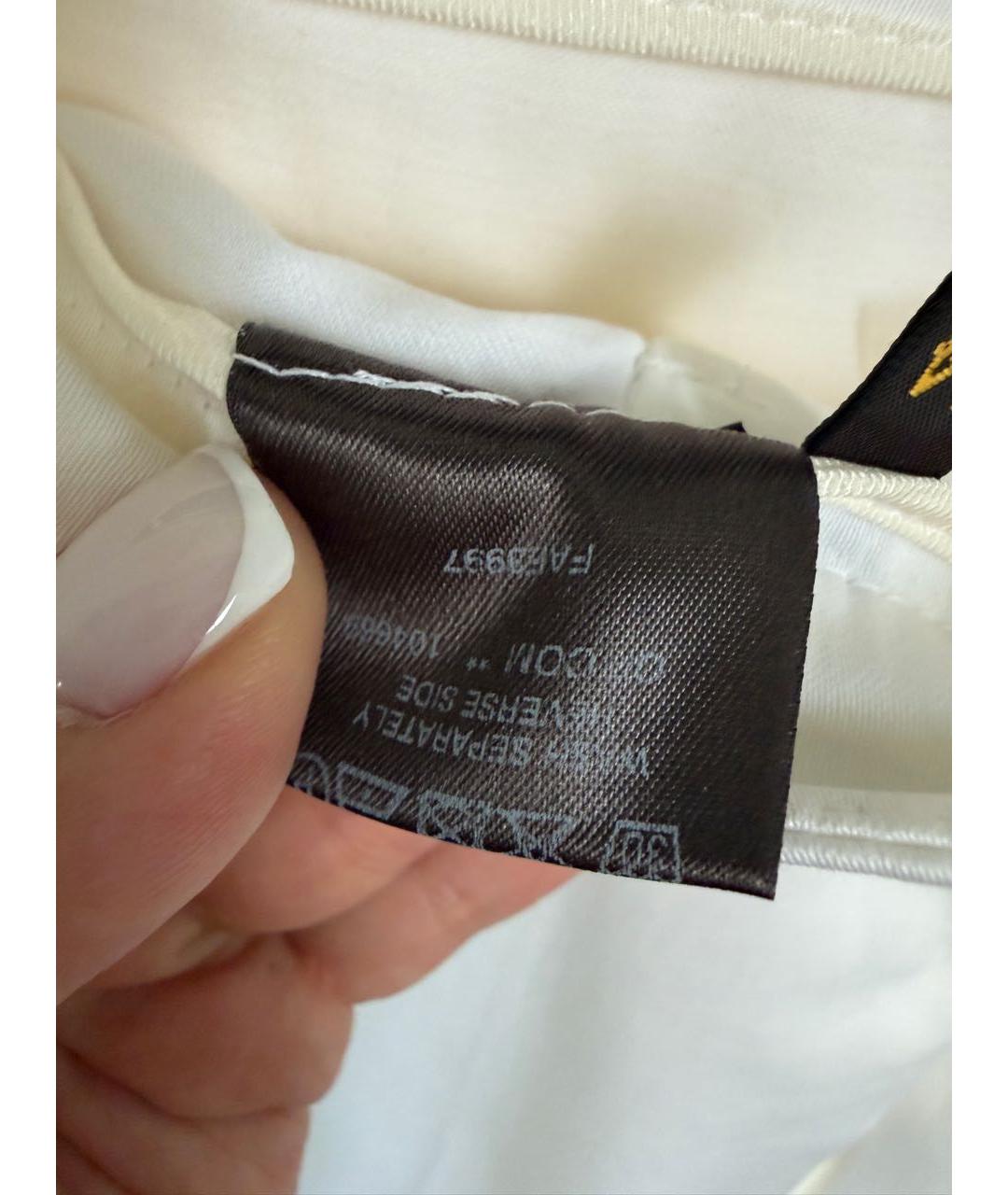 LORO PIANA Белые хлопко-эластановые прямые брюки, фото 5