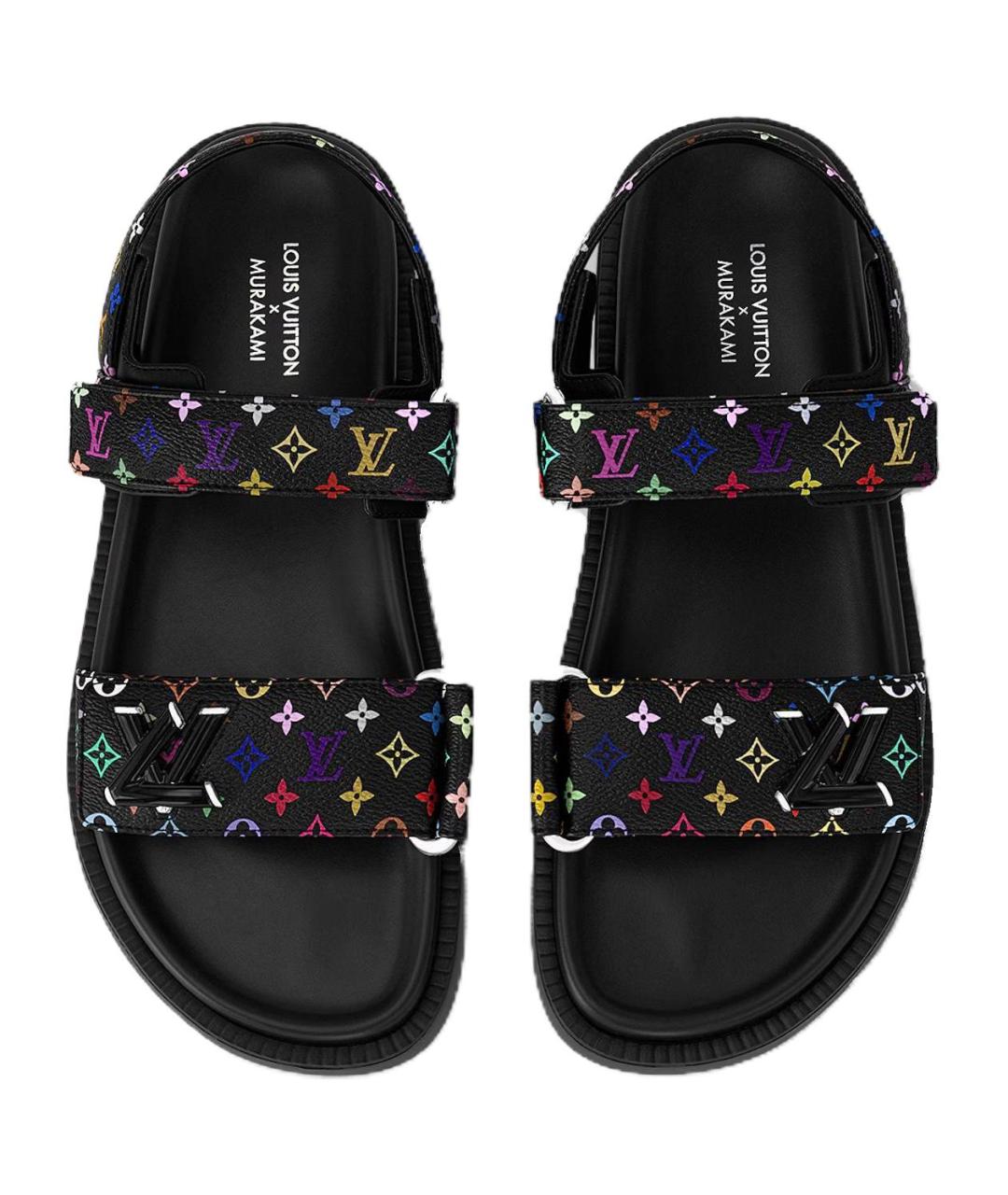 LOUIS VUITTON Черные кожаные сандалии, фото 5