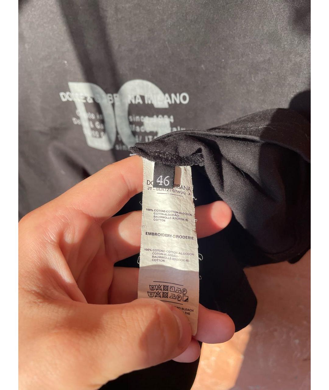 DOLCE&GABBANA Черная хлопковая футболка, фото 4