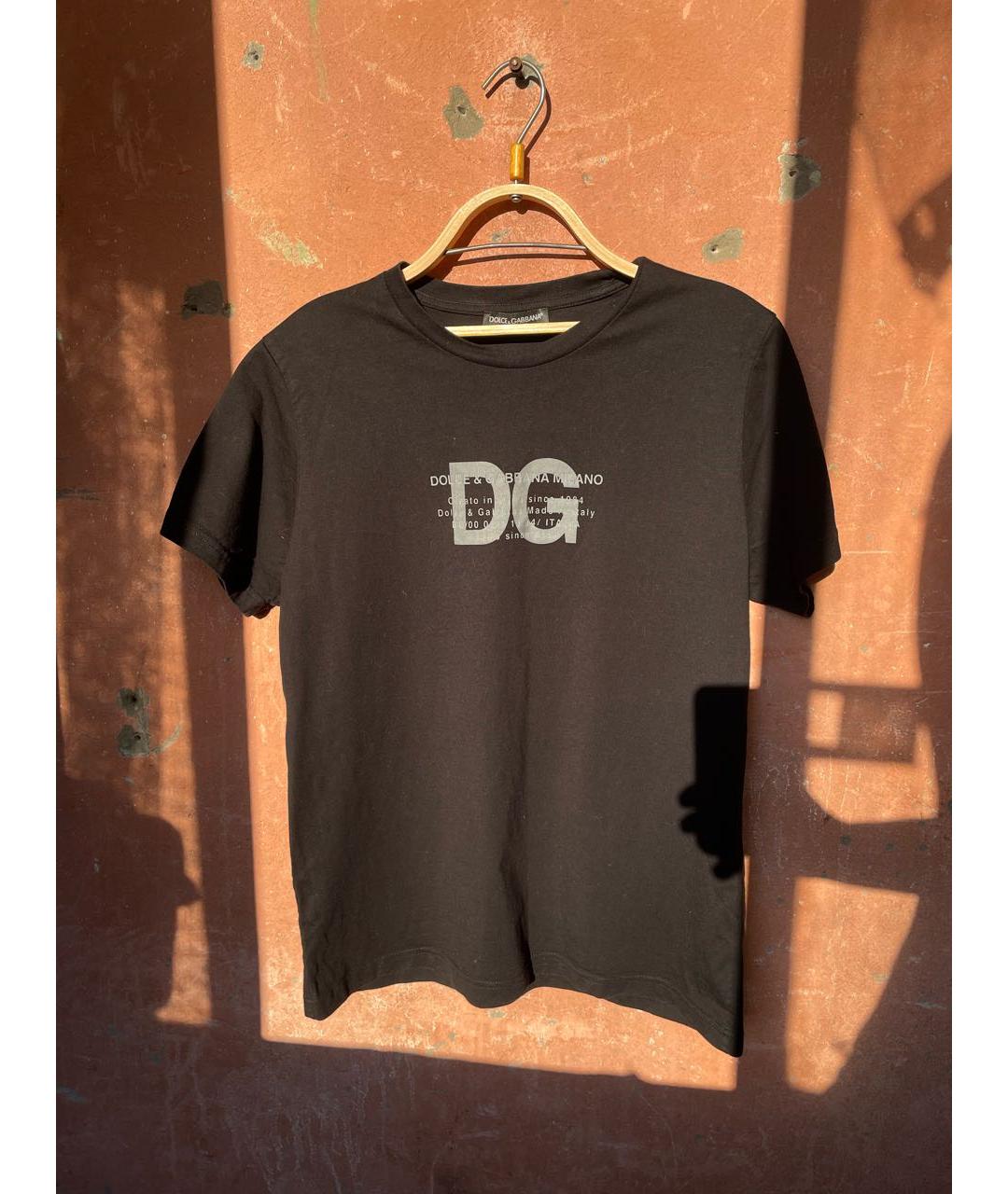 DOLCE&GABBANA Черная хлопковая футболка, фото 5