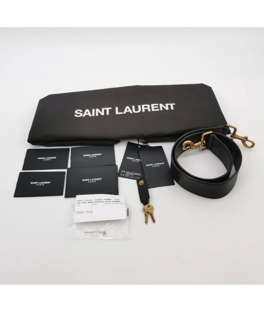 SAINT LAURENT Черная кожаная дорожная/спортивная сумка, фото 6