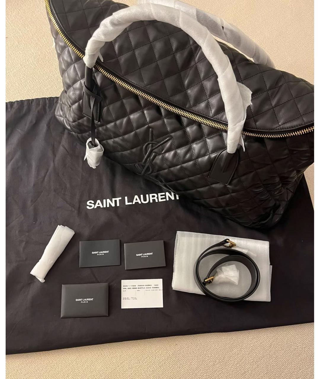 SAINT LAURENT Черная кожаная дорожная/спортивная сумка, фото 7