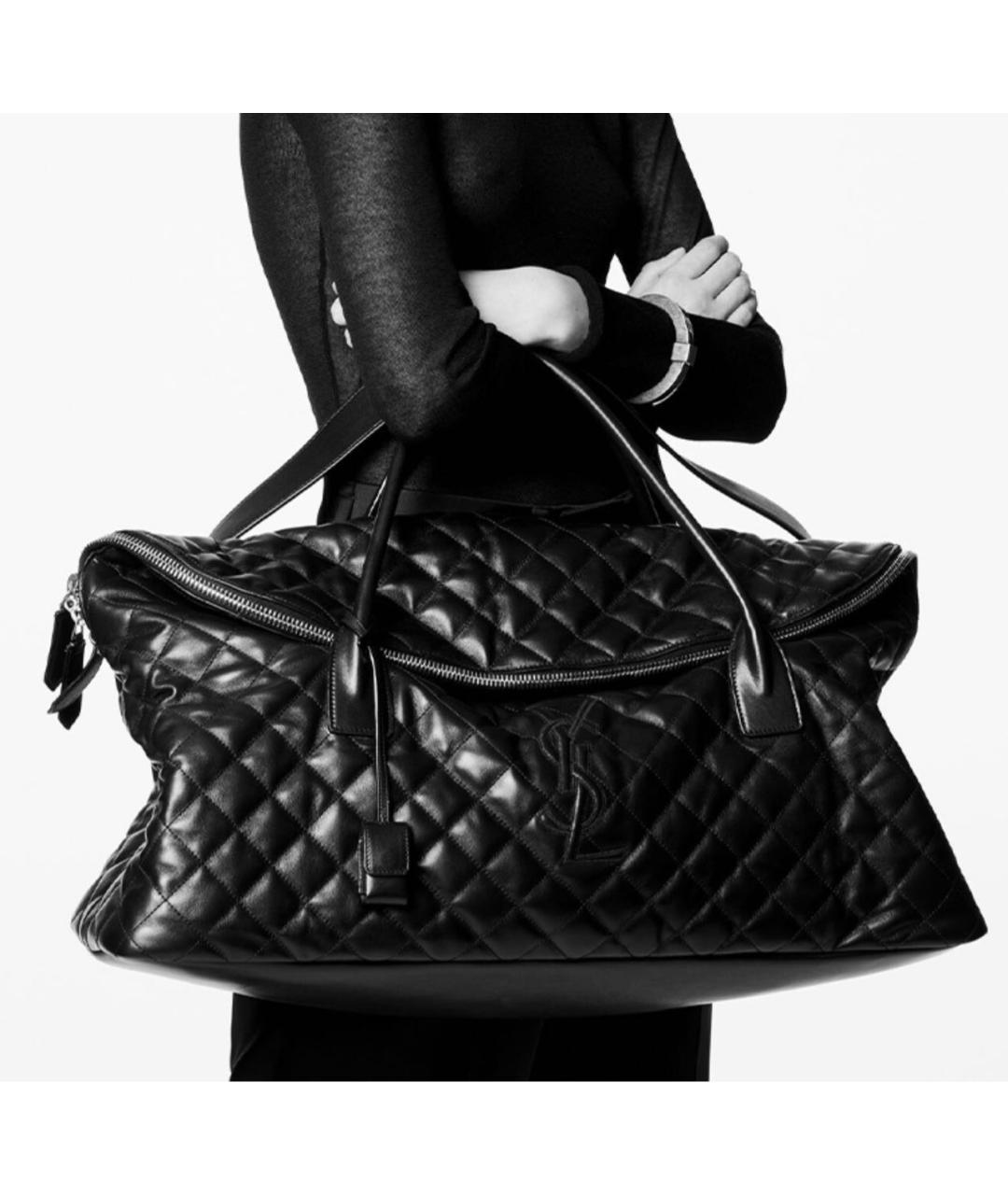 SAINT LAURENT Черная кожаная дорожная/спортивная сумка, фото 5