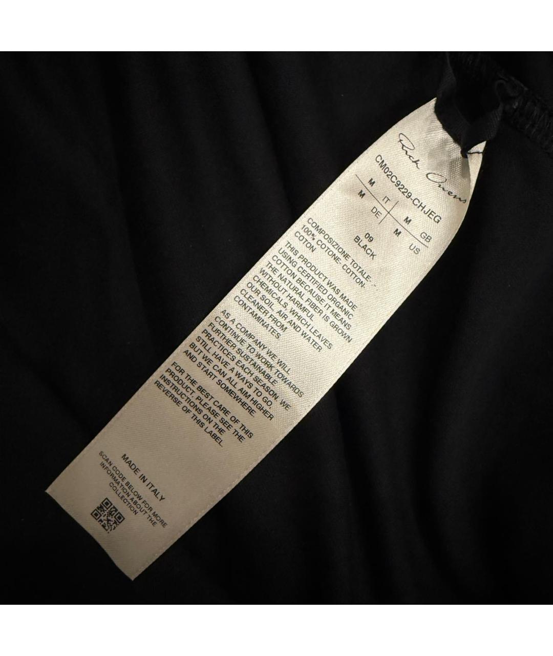 RICK OWENS Черная хлопковая футболка, фото 5