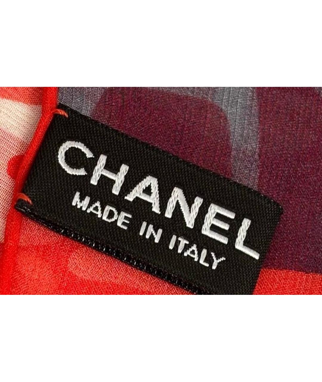 CHANEL Красный шарф, фото 4