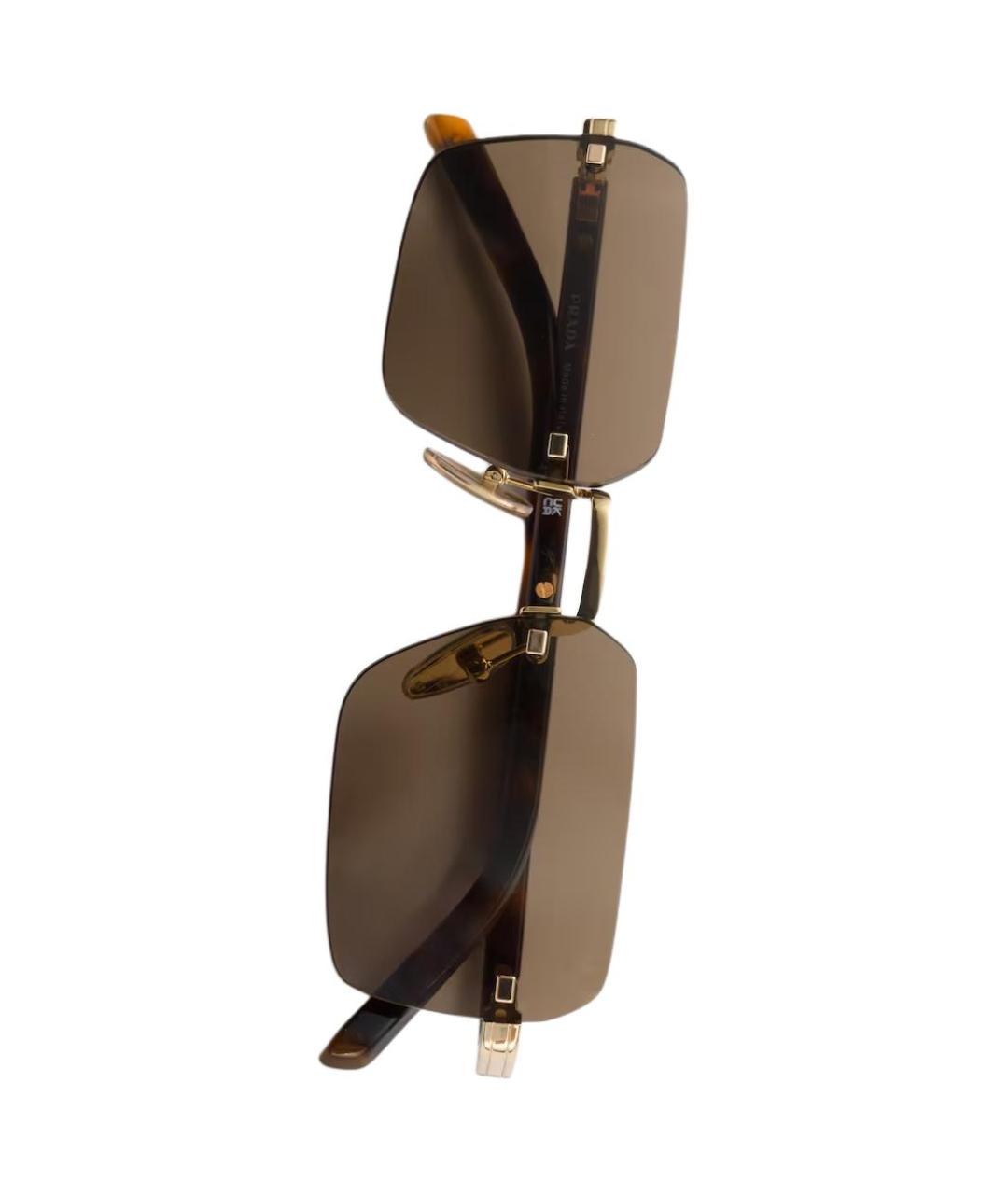 PRADA Золотые металлические солнцезащитные очки, фото 4