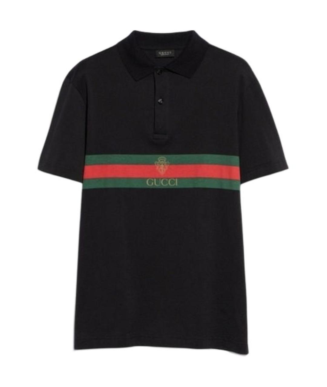 GUCCI Черное хлопковое поло с коротким рукавом, фото 1