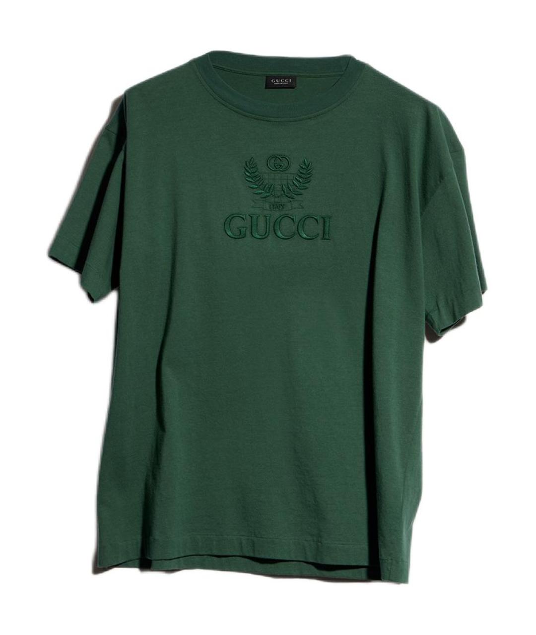 GUCCI Зеленая хлопковая футболка, фото 3