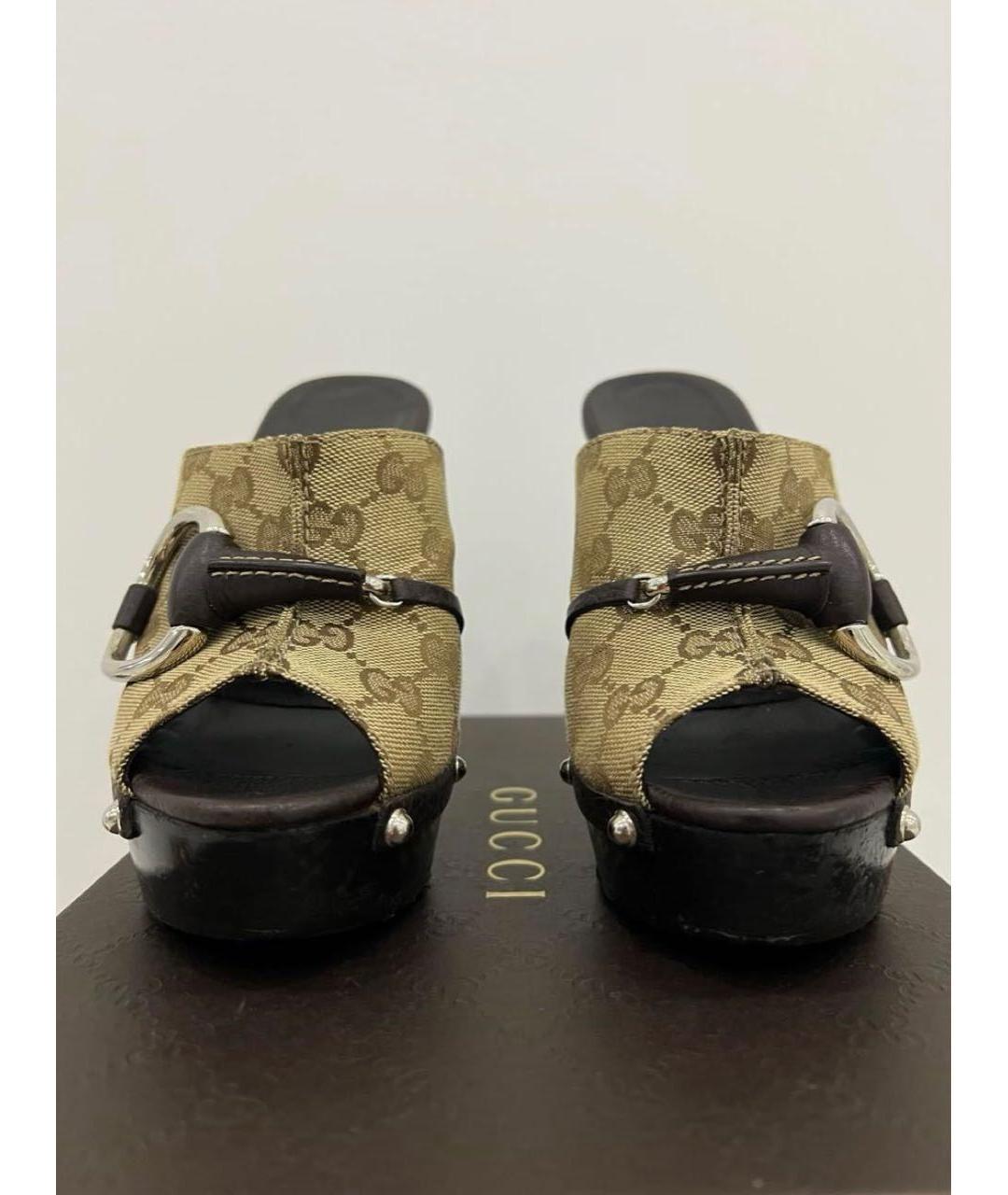 GUCCI Бежевые сабо, фото 3