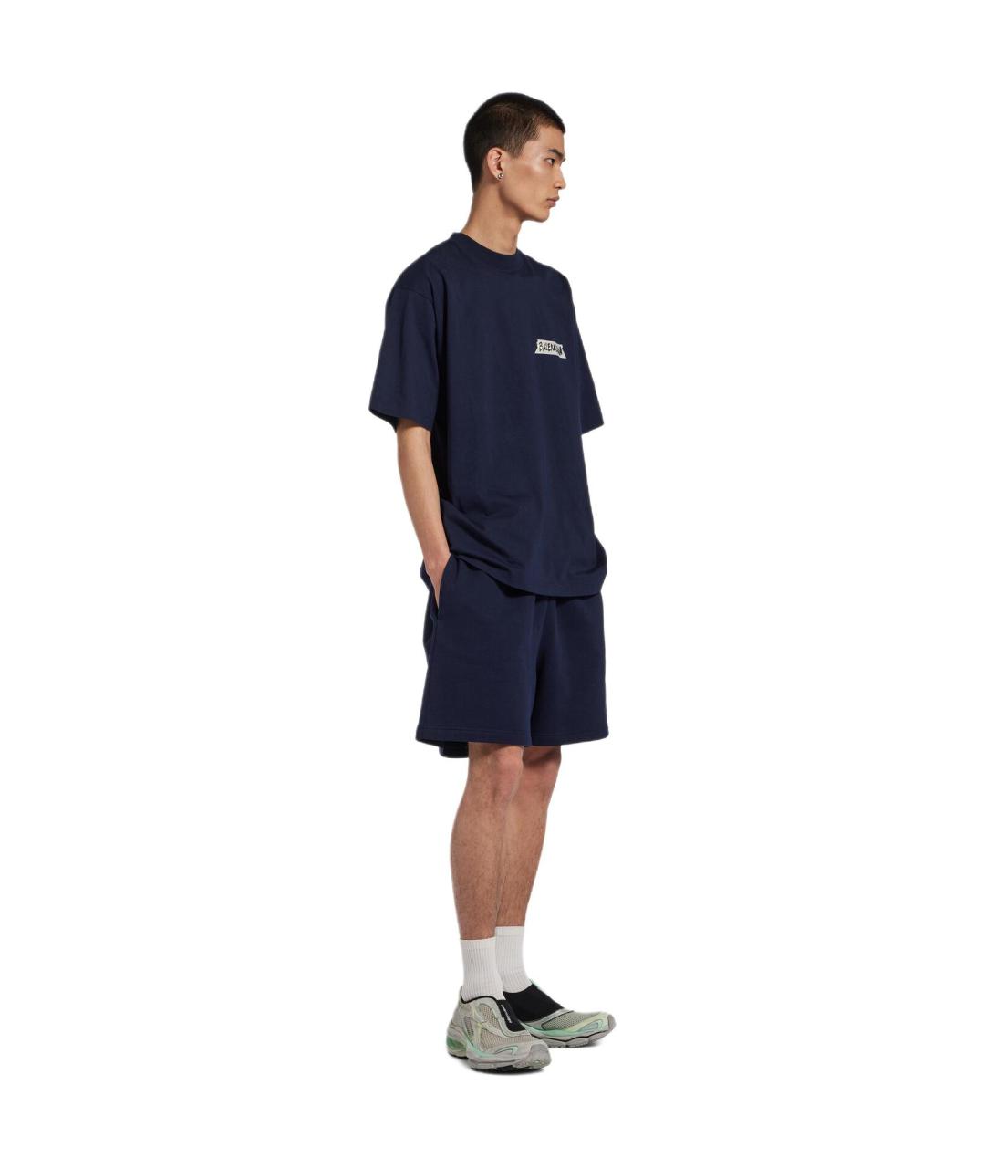 BALENCIAGA Темно-синяя футболка, фото 4
