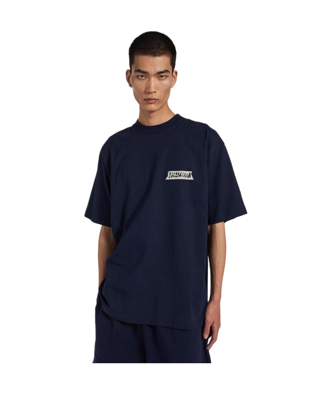 BALENCIAGA Темно-синяя футболка, фото 5