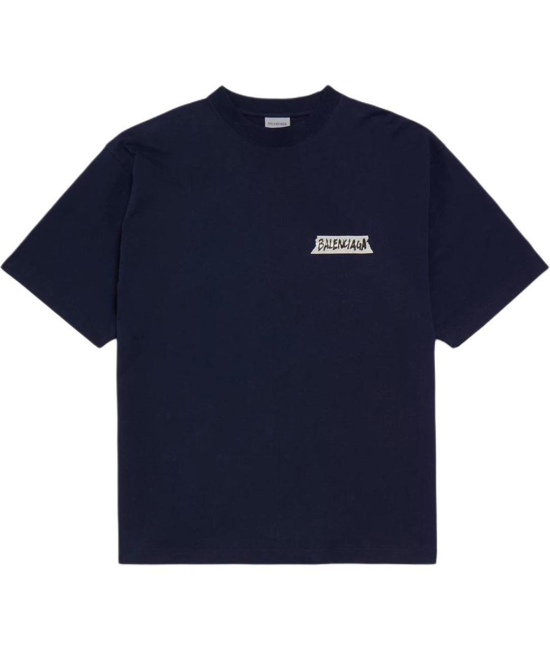 BALENCIAGA Темно-синяя футболка, фото 1