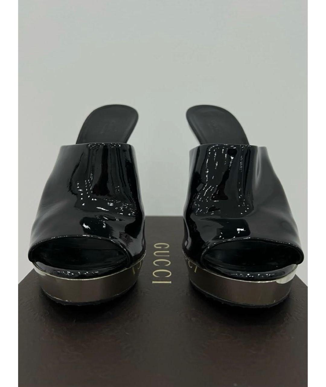 GUCCI Черные мюли из лакированной кожи, фото 3