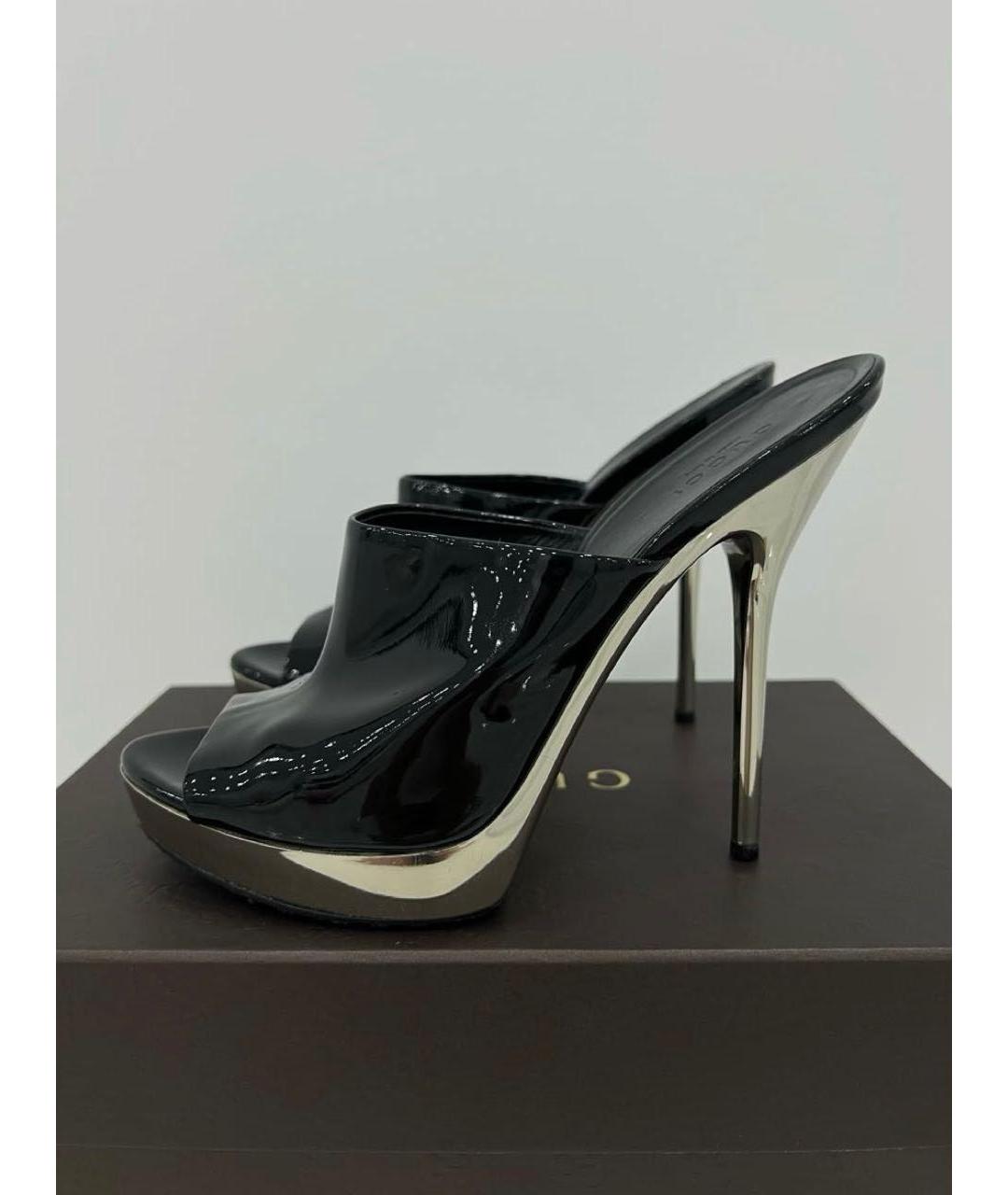 GUCCI Черные мюли из лакированной кожи, фото 4