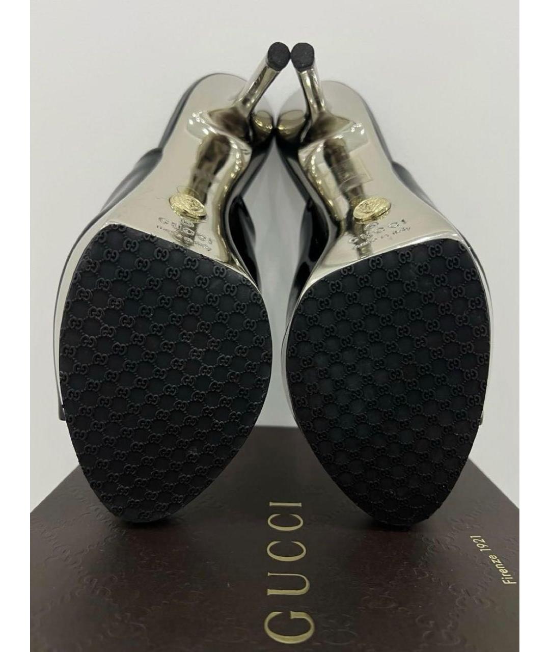 GUCCI Черные мюли из лакированной кожи, фото 6
