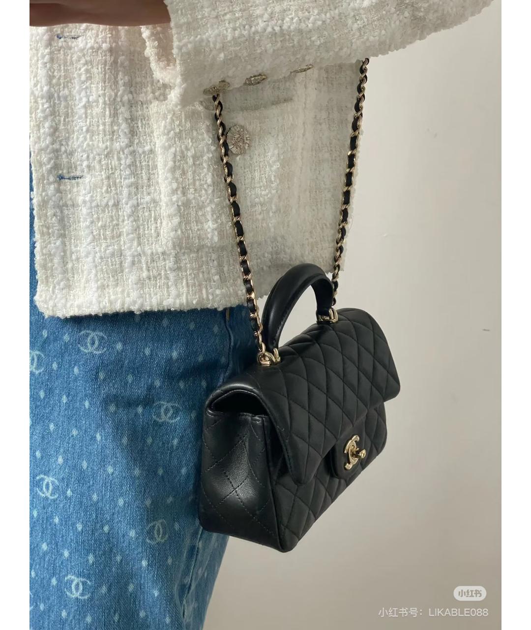 CHANEL Черная кожаная сумка через плечо, фото 6
