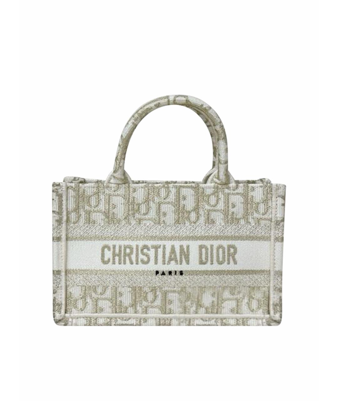CHRISTIAN DIOR Бежевая тканевая сумка тоут, фото 1